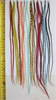 24 Super Long & Thin Feathers for Hair Extensions, w/20 Beads. #ST01 