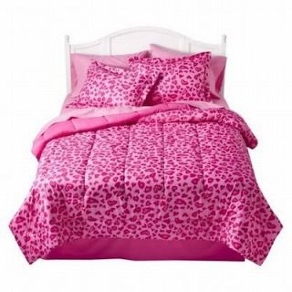 Xhilaration Queen Bed in Bag Pink Cheetah Comforter Sheets Reversible 
