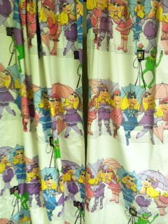   KERMIT FROG MUPPETS SESAME STREET 1980 LADY PEPPERELL DRAPES CURTAINS