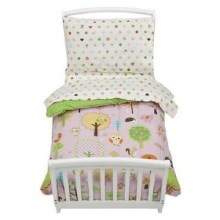   Love n and Nature Toddler Bedding Set 4pc Owls Trees Birds Mushrooms