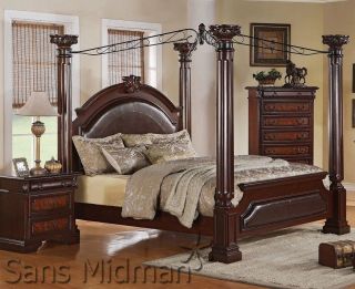 Empire 3 Piece Bedroom Set King SIZE Canopy Poster Bed 1 Nightstand 