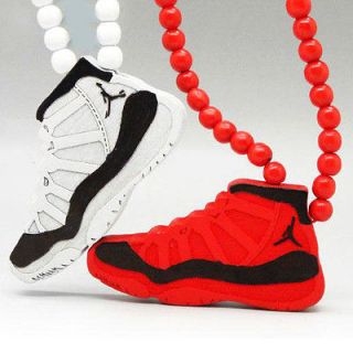   Quality Hip Hop Jordan Retro Shoes Pendants Wood Rosary Bead Necklaces