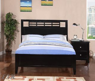 NEW MENNO CONTEMPORARY BLACK FINISH WOOD TWIN or FULL SIZE BED