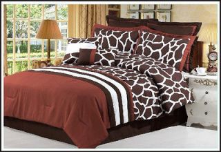   Giraffe Bed Rust Red Luxuary Comforter Bedding Set ** Queen
