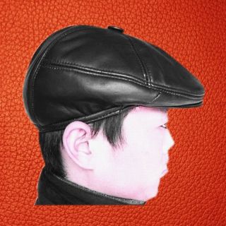 New Mens Nice Quality 100% Real Leather Newsboy hat / Beret Hat Caps 