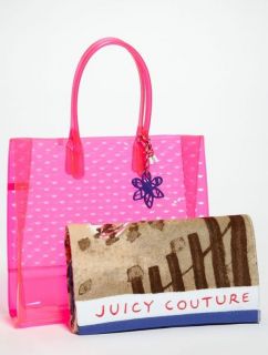   COUTURE Pink Pool Party Leann Jelly Beach Tote Bag With Towel & Pouch