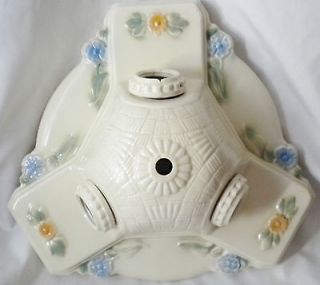 1930 BASKET WEAVE PORCELIER Porcelain Ceramic Light Fixture White 3 