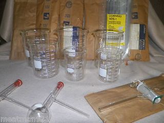 Vintage Pyrex Lab Beaker Glass Oblique Bore Stop Pipets Huge Lot