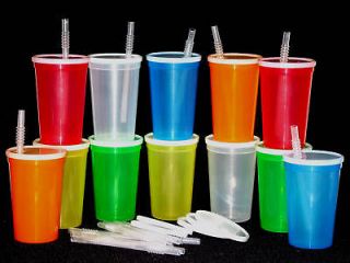 12 20 OZ PLASTIC DRINKING GLASSES LID,STRAW CUP TUMBLER
