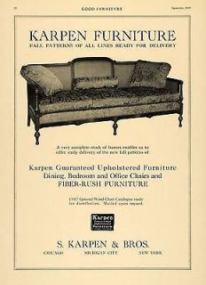   Couch S Karpen & Brothers Furniture Fiber Rush   ORIGINAL ADVERTISING