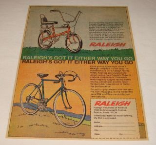 1971 Raleigh bicycle ad ~ CHOPPER, LIGHTWEIGHT