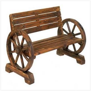wagon wheel bench in Benches