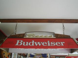 BUDWEISER WITH CLYDESDALES POOL TABLE LIGHT VINTAGE