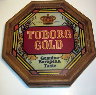 Vintage Tuborg Gold Beer Sign 1980 Genuine European Taste Heileman 