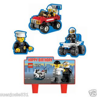 Lego City Cake Set Decorations Cake Toppers 4 pc set Non Wick Candles