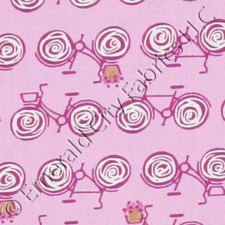 Free Spirit Weekends Go By Bike Violet Cotton Fabric