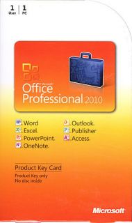   Office Professional 2010 32/64 bit Product Key Card Retail Box NEW