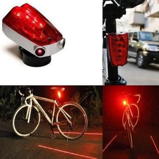 Bike Bicycle Laser Beam LED Flash Safety Rear Tail Light Lamp