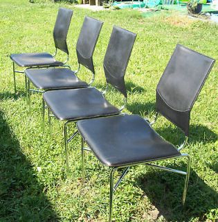   Vintage Rare Black Italian Leather Matteograssi Chairs Home Office