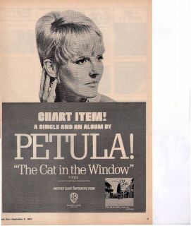 PETULA CLARK   The cat in the window   1967 VINTAGE CASH BOX PROMO AD