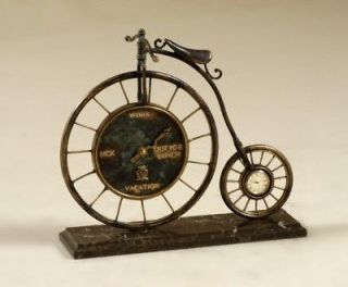   Smith Highlighted Verdigris Finished Vintage Bicycle Desk Clock