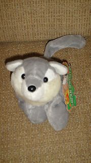CAP Bean Sprouts HOWIE Gray White Wolf Stuffed Animal Plush
