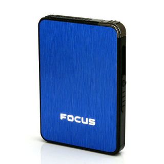 FOCUS Ultra thin Automatic Cigarette Case With Lighter Blue