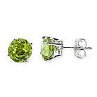 50 CARAT PERIDOT STUD EARRINGS 7mm ROUND 14KT WHITE GOLD AUGUST 