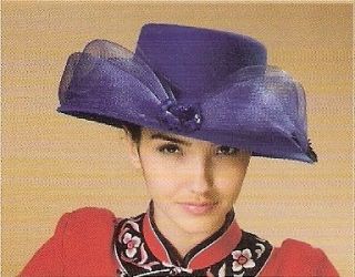 Womens royal blue church derby wedding hat with flower, rose deco