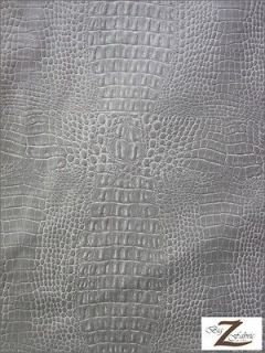 ALLIGATOR FAUX LEATHER/VINYL FABRIC Silver/​White Undertone SOLD BTY 
