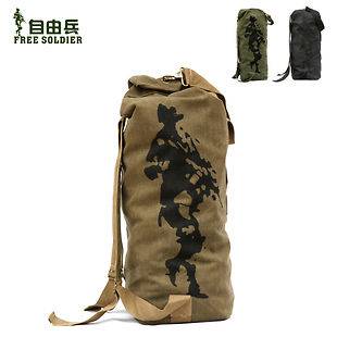 Outdoor Tactical Mountaineering Bag Canvas Backpack Barrel Bag 