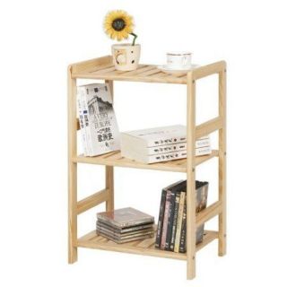   FNCJ 33011 Solid Pine Wood 3 Tier Shelf Bookcase Bookshelf Shelf