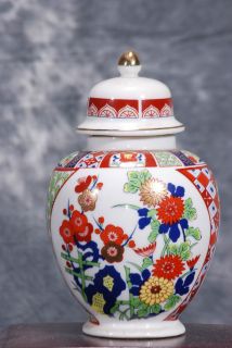 IMARI VASE COLORFUL FLOWERS   COBALT BLUE, GREEN, RED, AND GOLD