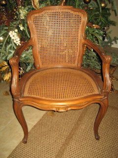 Vintage French Country Caned Arm Chair