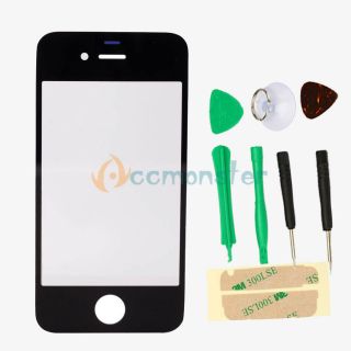 Front Screen Glass Lens Only + Tools for Apple iPhone 4 4G Black