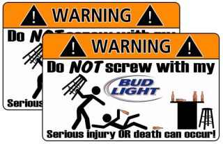 Funny Bud Light Beer Warning Sticker Decal Drink bottle
