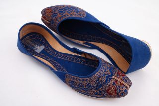 Indian Arabic Blue Ethinic Khussa Wedding Shoes #016