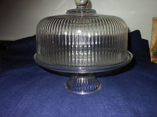   Cake Stand Pedestal Plate & Dome doubles as Punch Bowl Great Shape
