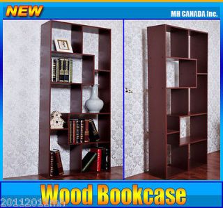 Bookcase Bookshelf Leveled Cabinet Display Wood Bookshelves Brown New