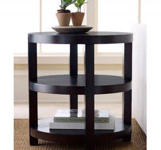 Merge Wood Round End Table 3 tier 25.6 High Finish Black