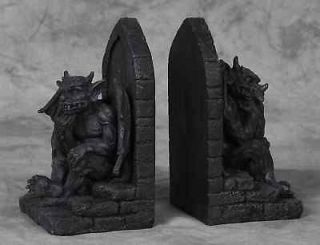 PAIR OF MYTHICAL GARGOYLE CAST RESIN BOOKENDS