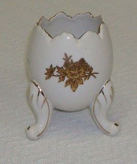 Vintage National Potteries Co Napcoware Pedestal Egg Gold Flower With 
