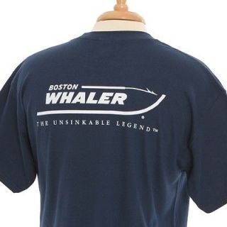 Boston Whaler Navy w/White Logo 100% Cotton Short Sleeve T Shirt