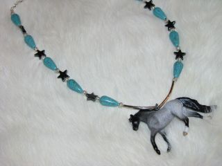 Breyer blue roan horse pendant necklace Western cowgirl ranch pony 