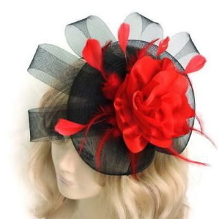   FLOWER FEATHER HAIR CLIP TOP HAT FASCINATOR HEAD BAND WEDDING PARTY