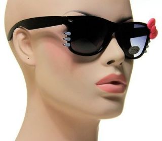   Ladies Hello Kitty Shades Medium Black Frame With Pink Bow Sunglasses