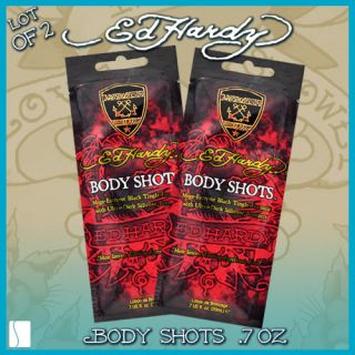 Lot 2 Ed Hardy .7 oz Body Shots Indoor Tanning Lotion Accelerator 