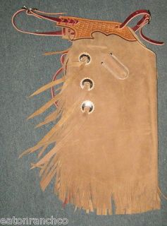 Leather Ranch Style Cowboy Handmade Top Grain Chinks Chaps Lid and 