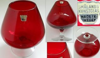 Smalands Kunstglas Kunst Glass Ruby Brandy Tumbler/Vase