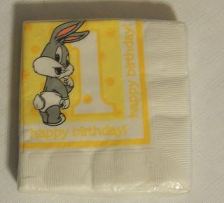   TUNES BUGS BUNNY 1st B DAY 16 BEVERAGE NAPKINS PARTY SUPPLIES